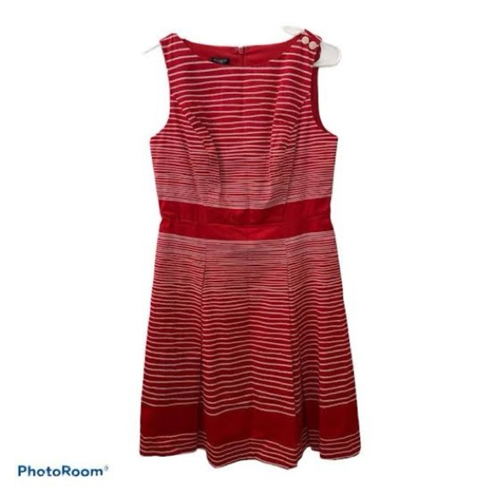 Talbots Red and White Striped Midi Dress